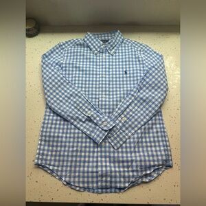 Polo by Ralph Lauren Light Blue and White Gingham Button-Down Shirt